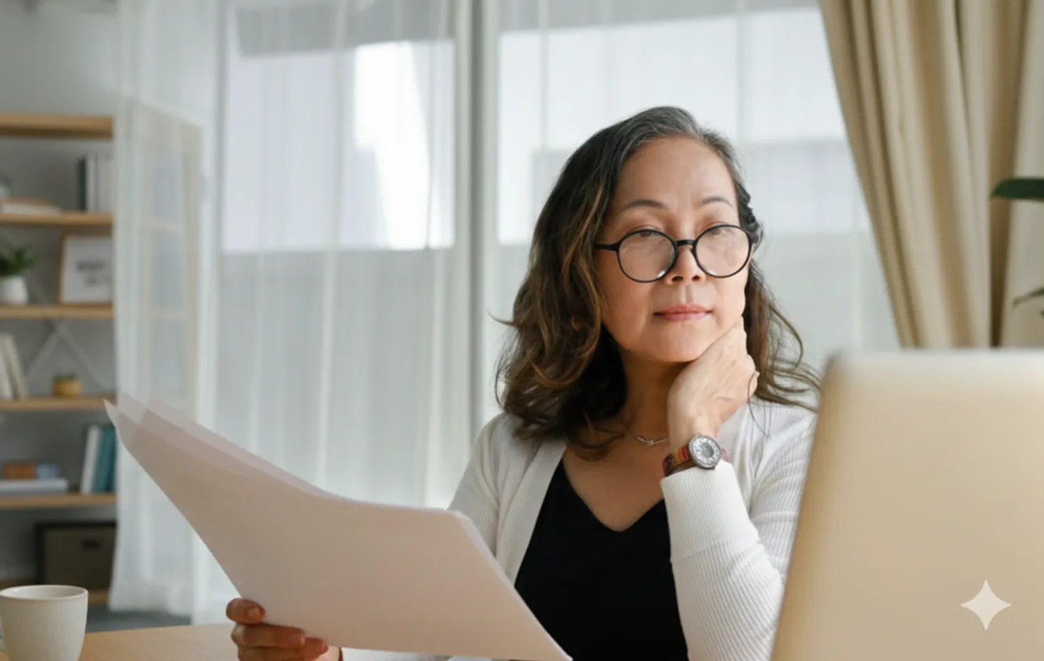 Professional reviewing documents